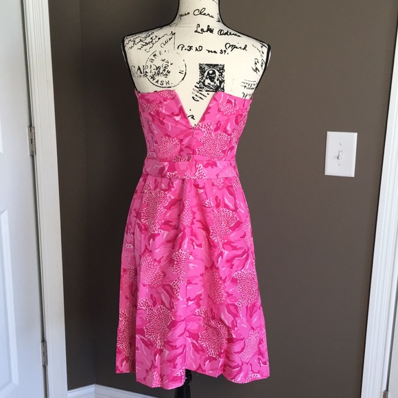 Lilly Pulitzer Strapless Pink Floral Dress Size 4 - Picture 8 of 8